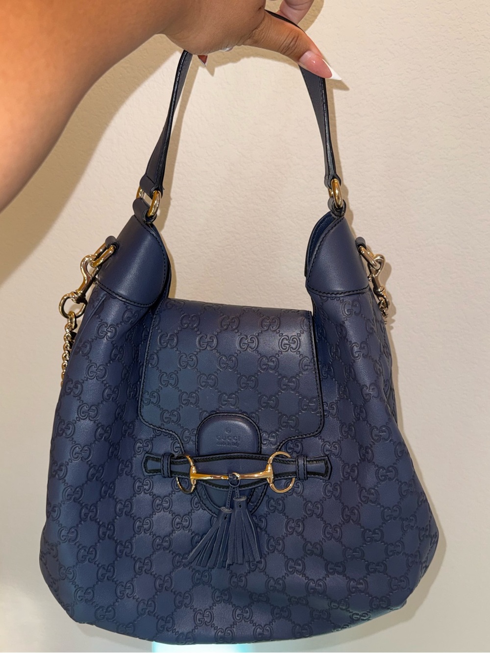 Gucci Guccissima Emily Leather Hobo Bag